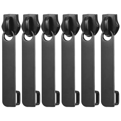 Six Piece Black Zipper Repair Kit For Luggage Backpacks Jackets And More Universal Metal Zipper Pull Replacement Slider Heavy Duty