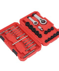FTVOGUE 28Pc Cr Molybdenum Screw Extractor Kit With Hammer Drill Bits Removes Broken Bolts And Rusty Nuts Fast For Home Garage Auto Repair Pros, red case open