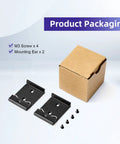 Product packaging showing DIN Rail Mount Clip 42mm Wide Universal Bracket Clamp For Switches And Injectors 2 Pack with screws