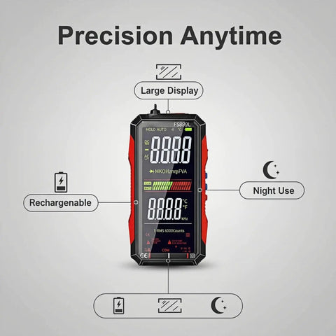 USB Rechargeable Digital Multimeter With True RMS And 6000 Counts, Color LCD Screen, Auto Ranging Electrical Tester showcased