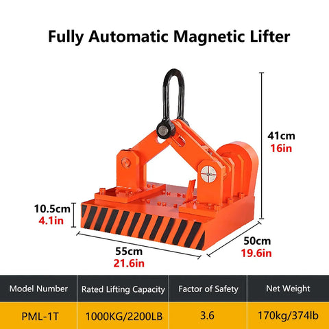 Heavy Duty Fully Automated Industrial Permanent Magnet Crane Alloy Steel Overhead Hoist Lifter For Iron Plates And Scrap Metal dimensions 55x50x41cm