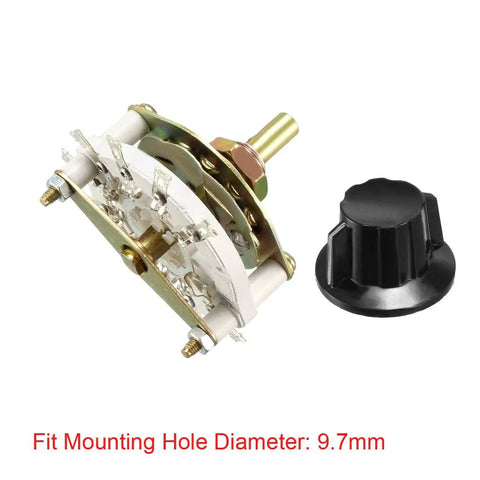Band Selector Rotary Switch 1 Pole 10 Position 1 Deck with knob, 11 pins, and mounting nut for electrical panels and DIY projects