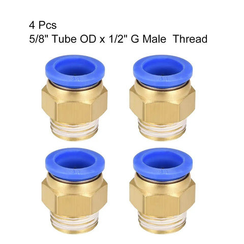 Four Straight Pneumatic Push To Connect Fittings G1/2 Male To 16mm Tube OD Quick Connect 4 Pack