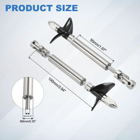 Drive Shaft With Propeller Universal Joint For RC Boat Stainless Steel 2 Blade Paddle 100Mm Shaft And 50Mm Sleeve 36Mm Hub