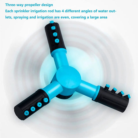 360 Degree Auto Rotating Garden Sprinkler with adjustable spray modes and angles, durable hydraulic drive irrigation system