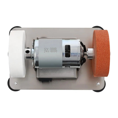Slick Little Mini Belt Sander And Bench Grinder With 96 Watt Copper Motor For Smooth Knife And Tool Sharpening Adjustable Speed home tool with motor and grinding wheels.