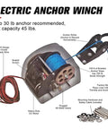 Rock Solid 45 Lbs Electric Boat Anchor Winch With Remote Control Saltwater Marine Windlass Kit including parts and features.
