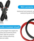Pro Grade Solar Extension Cable Set 10AWG 12AWG with connectors and insulated red and black leads, UV resistant XLPE.