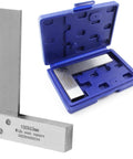 Machinist square 100x63 mm steel L-shaped measuring tool with blue plastic case