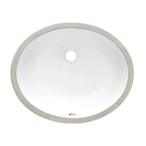 Undermount White Oval Ceramic Bathroom Sink 18 By 15 Inch With Overflow Rear Drain Porcelain Vanity Basin Top View