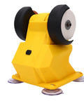 WALFRONT Cordless Mini Bench Grinder With 4 Suction Cups And Full Copper Motor For Sanding Grinding Polishing Sharpening Fit For DCB206 DCB204 DCB203 Battery Dcb200 DCB201 Powerful 5500Rpm Desktop Tool in yellow, showing wheels and suction cups.