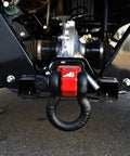 Recovery Shackle Block Assembly For 2 Inch Hitch Receivers With D Ring Red Finish Heavy Duty Off Road Gear underside view