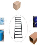 Intersumai 9 Roll Conveyor Table, Heavy Duty 440 Lbs Capacity, 65 Inch Long with various items around it for material handling.