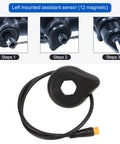 Electric Bike Pedal Assist Sensor With 12 Magnets And Dual Hall Sensors, Left Side PAS Sensor For E Bikes, PC Plastic Housing