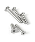 50 Pack M4 X 10mm Flat Round Head Screws 304 Stainless Steel Phillips Drive Machine Fasteners grouped for home projects.