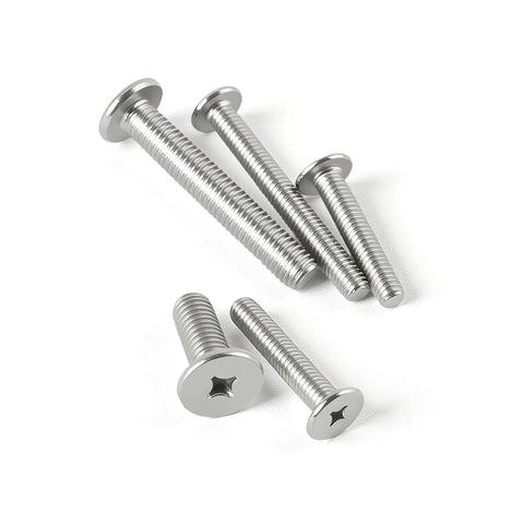 50 Pack M4 X 10mm Flat Round Head Screws 304 Stainless Steel Phillips Drive Machine Fasteners grouped for home projects.