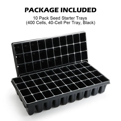 Deep 40 Cell Seed Starter Trays, 3.93 Inch Deep Plastic Nursery Trays For Seed Germination And Propagation, 2.1 By 1.8 Inch Cells, 20 By 10 Inches, Fits Standard 1020 Flats And Inserts, Pro Grade For Seedlings