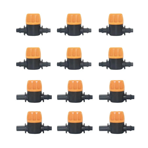 Purple One Quarter Inch To 6mm Hose Barb Mini Valve Kit For Your Garden Tap And DIY Drip Irrigation, Includes Mist Nozzle Connector And Four To Seven Mm Fittings, Water Stop Valve Parts For Easy Yard Irrigation Setup, POM plastic valve set