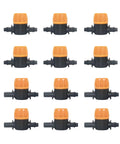 Purple Hose Barb Mini Valve Garden Tap Kit For Drip Irrigation Connectors One Quarter Inch To Six Millimeter Mist Nozzle Fittings Watering System Pack Of 20 To 150 Pieces, black and orange plastic valves