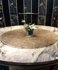 90cm Rotating Lazy Susan Glass Turntable on Dining Table, with Aluminum Base, 360 Degree Spin Serving Tray