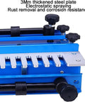 Close-up of Rock Solid 12 Inch Wood Dovetail Jig Router Template showcasing the steel base and adjustment knobs.