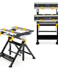 Portable Folding Workbench With Vise And Eight Sliding Clamps Seven Level Height Adjustments Tiltable Extendable Tabletop