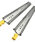 Heavy Duty 14 Inch Drawer Slides With Lock Full Extension Smooth Glide Runners, steel material, shown from top with locking mechanism.