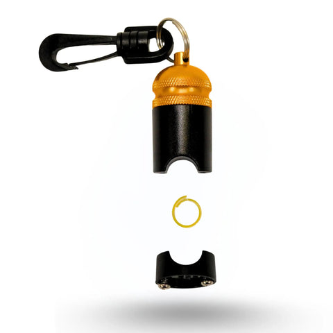 Heavy Duty Regulator And Octopus Hose Holder Clip For Diving With 7 Pound Capacity, non magnetic gold finish, disassembled view