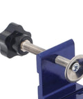 Close-up of Mini Pocket Hole Jig Kit Set, Pro Grade Aluminum Alloy Carpentry Locator featuring variable angles, one-handed operation.