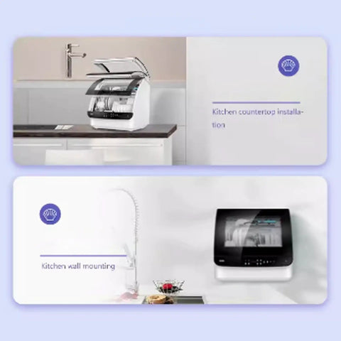 Compact Countertop Dishwasher Fully Automatic Mini Kitchen Game Changer shown in kitchen countertop installation setup.