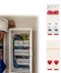 Miniature Circuit Breaker DZ47-63 C40 2 Pole Rail Mount installed in distribution box with close-up of breaker