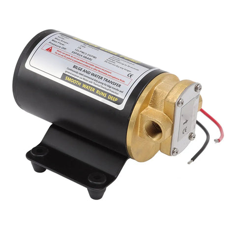 Electric Oil Pump 12 LPM Beefy Brass Gear Motor for Workshop and Auto Repair Transfer Pump 55 PSI for Viscous Liquids Quick Maintenance 24V Industrial Equipment, black brass body