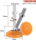 Four Swivel Adjustable Furniture Levelers With Heavy Duty Feet, Easy Install For Tables, Chairs, Shelves, Cabinets, Plant Stands, Workbenches, And More, Includes T Nuts For Leveling No Wobble On Uneven Floors. 60mm orange swivel foot, M12 x 100mm