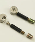 Premium Heavy Duty Kickass 3 In 1 Furniture Connectors With 40Mm Cam Rod Bars And Pre Inserted Rivet Nuts detailed connectors showing head and nut design.
