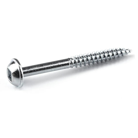 Single Pocket Hole Screw 1-1/2 Inch Fine Thread Maxi-Loc Head Zinc, close-up view for woodworking, cabinetry, and furniture assembly.