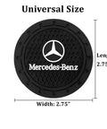 Non Slip Silicone Cup Holder Coaster Set For Cars And Home, black round coaster, 2.75 inches, Mercedes-Benz logo, universal fit