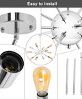 Components of 12 Light Mid Century Sputnik Chandelier In Chrome Finish Modern Ceiling Light Fixture With Industrial Vintage Pendant Lighting