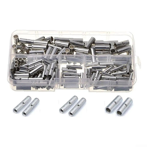 Bulk Pack Of 200 Premium Bare Copper Butt Connectors Non Insulated Crimp Terminals For 22 To 10 Awg Wire Splice Ferrules With Tin Plating For Max Conductivity And Durability Perfect For Car Mods And Pro Auto Repairs, assorted butt connectors in organizer case