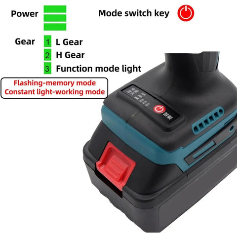 Powerful Cordless Rivet Nut Tool Kit With M3 To M12 Bits For Easy Automatic Installation Featuring Ergonomic Handle For No Cable Hassles And Serious Grip On Any Metal Job battery pack with power mode indicator