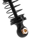 Close-up of black aluminum 40mm Big Bore Oil Shock Absorbers for 1 24 Scale RC Rigs Upgrade SCX24 FCX24M with threaded bodies.