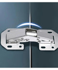 Zero Fuss No Drill Cabinet Hinge Featuring Hydraulic Soft Close Mechanism with rugged fasteners for cupboard doors.