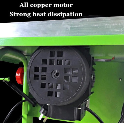Portable Benchtop Table Saw With 800W Powerhouse Motor showing all copper motor for effective heat dissipation.