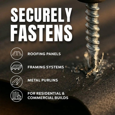 Long Life Galvanized Purlin And Framing Screw 12 By 1-1/4 Self-Tapping Roofing Fastener with EPDM washer in metal panel