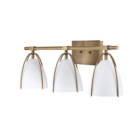 Mid Century Wall Light Fixture With Three Lights Dope Sleek Vintage Brass Vanity Light With Brass Metal Frame And Modern Plate Shades