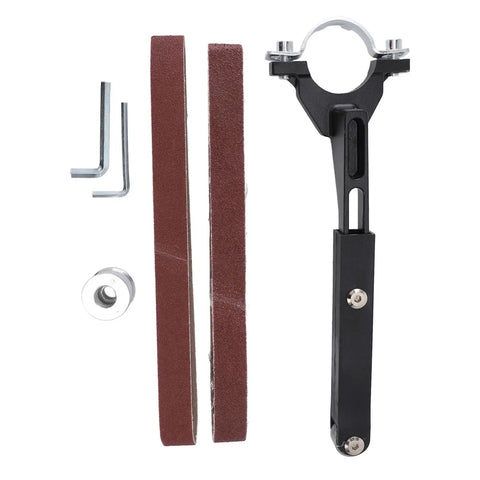 Solid Quality Belt Sander Adapter For Angle Grinders, 100 mm abrasive straps, mounting bolts for quick assembly.