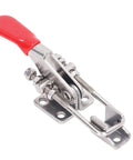 Heavy Duty 304 Stainless Steel Toggle Clamp With Strong Holding Latch Buckle For Electronic Assembly And Welding Projects, red handle.