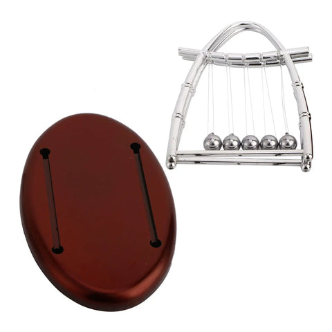 Newton's Cradle Desk Toy For Home Office Stress Relief With Metal Balance Balls Pendulum Demonstrating Momentum And Energy