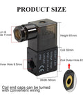 24V DC Pneumatic Solenoid Valve Coil For Electric Air Valves Replacement Parts Copper Coil with size dimensions labeled
