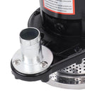Badass 6000 GPH Submersible Sump Pump With 32.8 Foot Max Lift Height For Heavy Duty Basement And Utility Drainage In Rock Solid SUS Stainless Alloy Workhorse Body close-up of metal outlet connection.