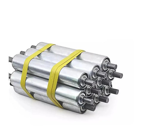 Heavy Duty Galvanized Gravity Roller For Industrial Assembly Line Conveyors With Rust Proof Finish Available In Multiple Sizes And Diameters To Match Your Factory Setup Perfectly, stacked with straps.